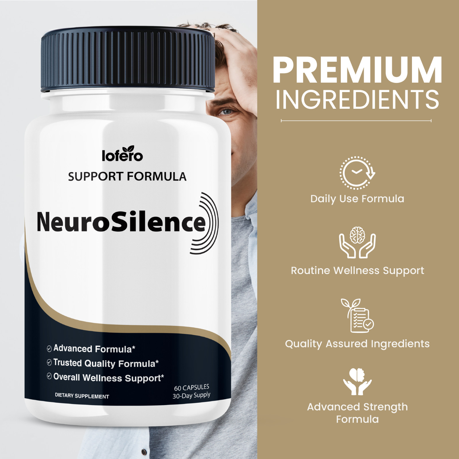 (3 Pack) NeuroSilence Nootropic Natural Formula Brain Memory Supplement (180 ct)