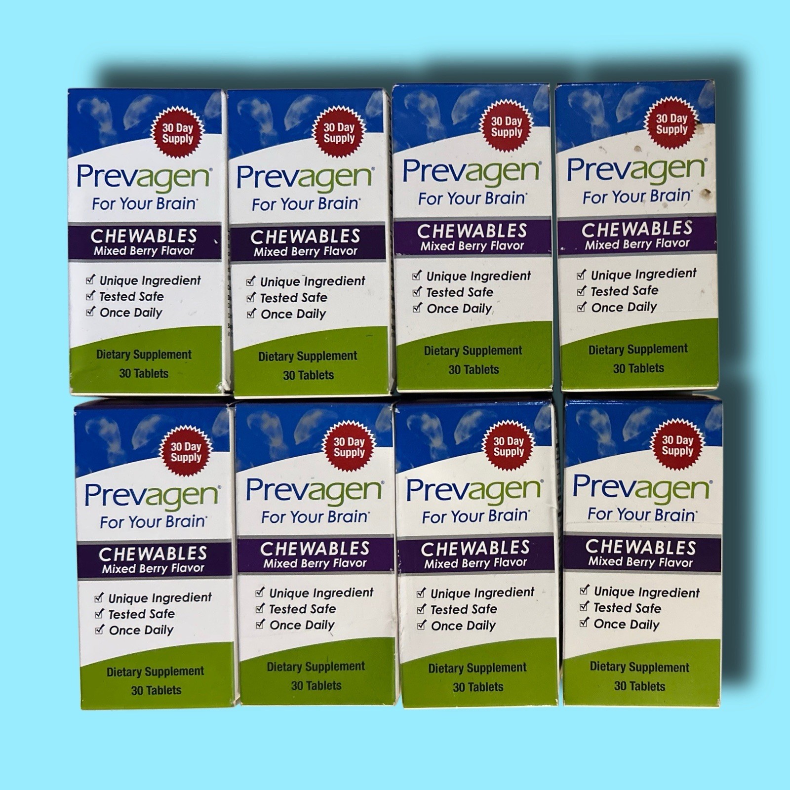 Prevagen Regular Strength 10mg Mixed Berry Chewables – 8-Pack 240-Day Supply