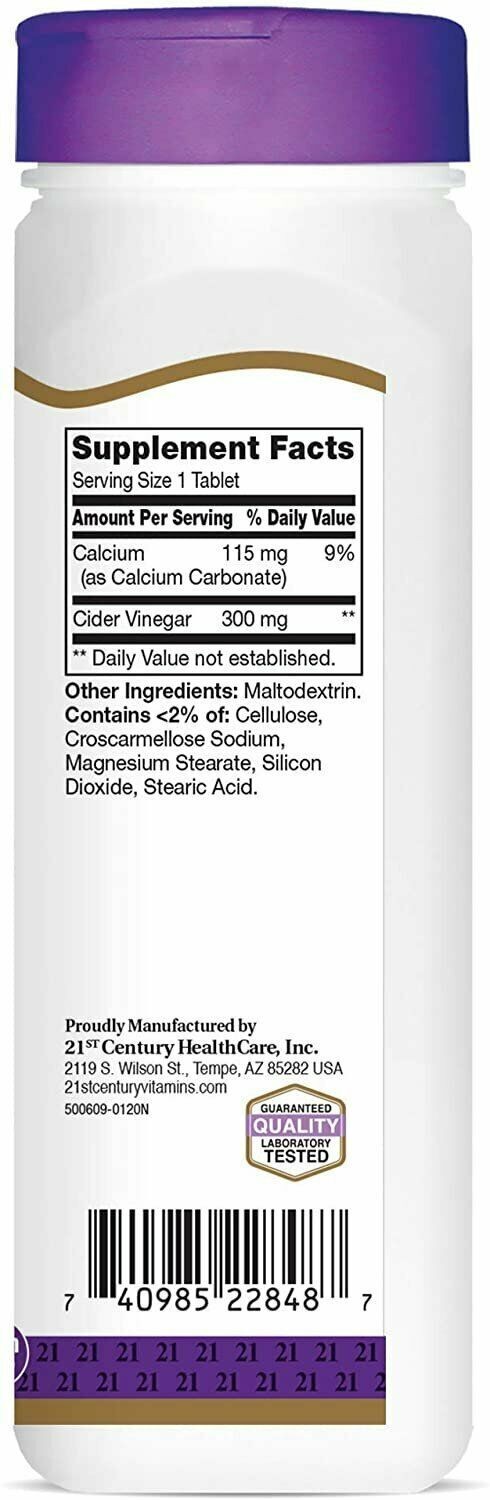 21st Century Apple Cider Vinegar Dietary Supplements Tablets 300 mg 250 Count