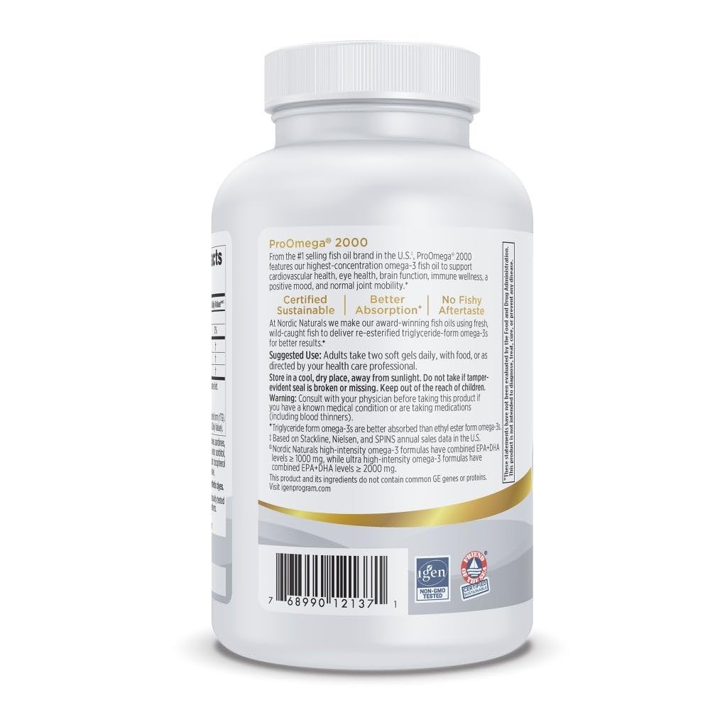 Nordic Naturals ProOmega 2000, Lemon Flavor – 120 Soft 120 Count (Pack of 1)