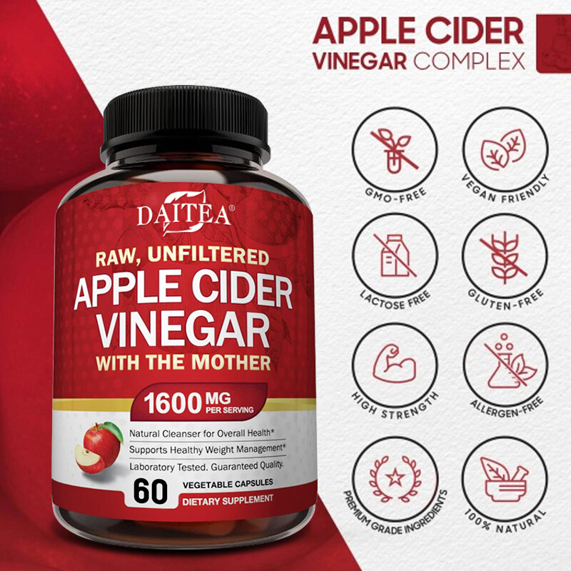 Apple Cider Vinegar 1600mg Per Serving Completely Healthy Natural Cleanser*
