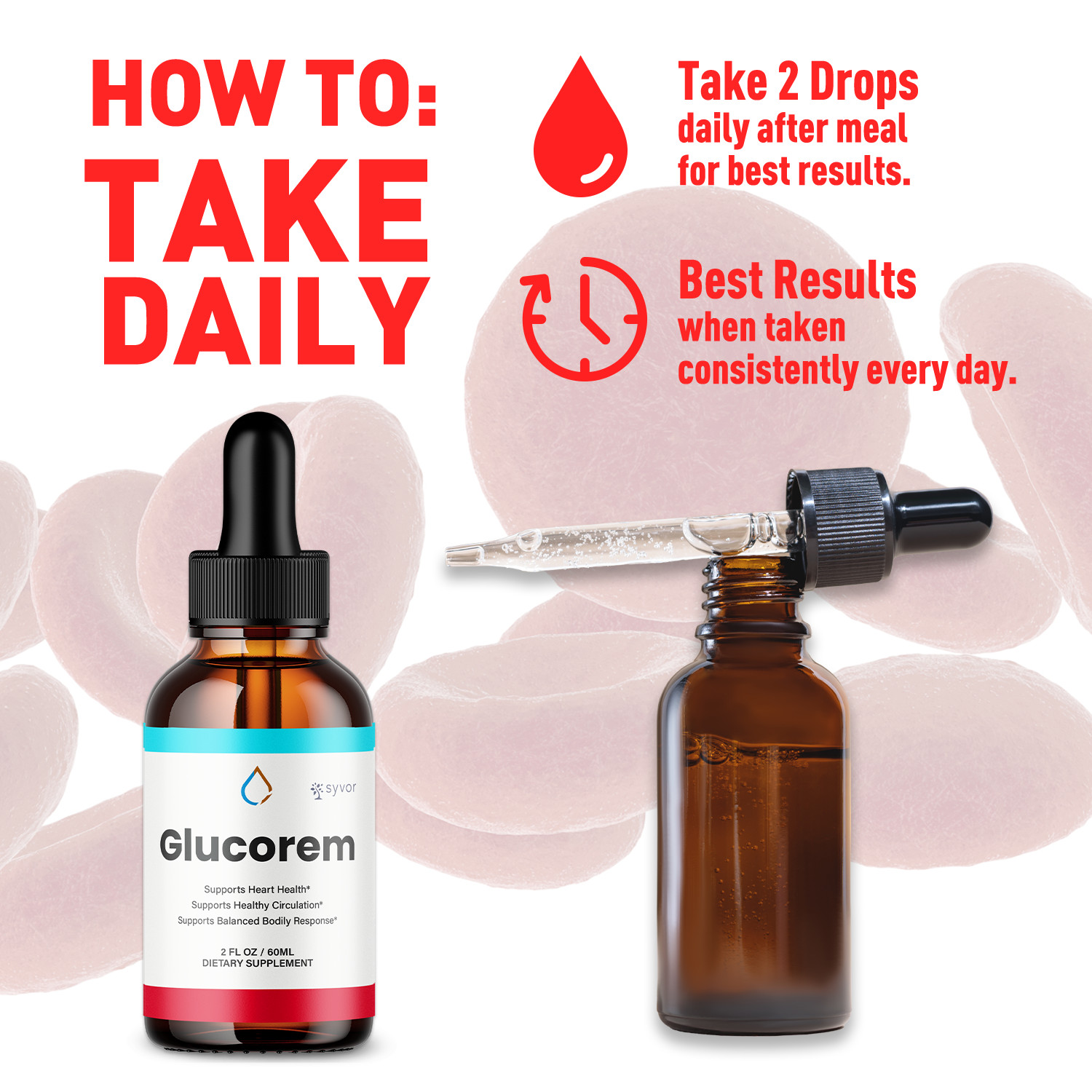 (5 Pack) Glucorem Blood Support Drops Advanced Vitamin Supplement 150 Servings