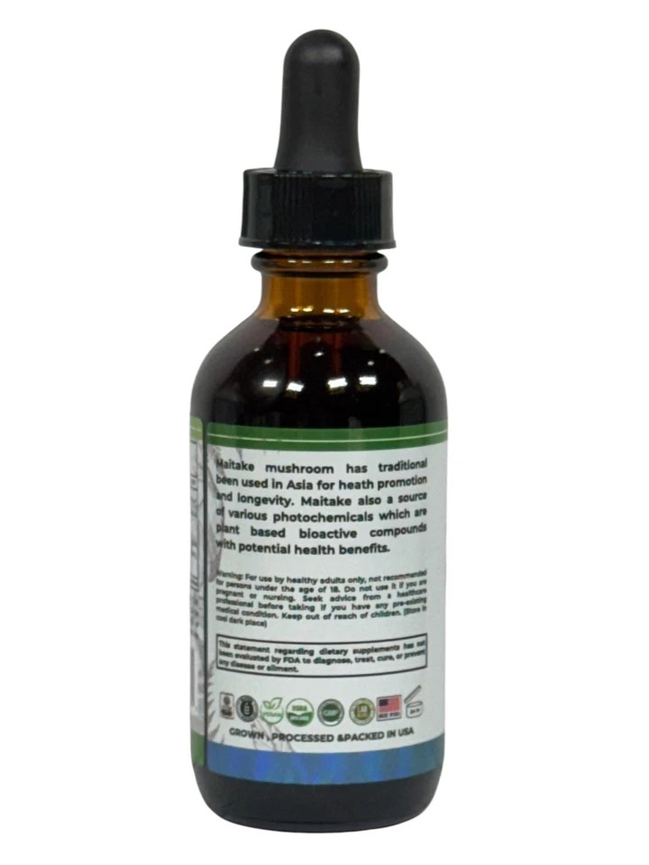 Organic Maitake Mushroom Liquid Extract Drop 2oz Grifola Frondosa Immune Support