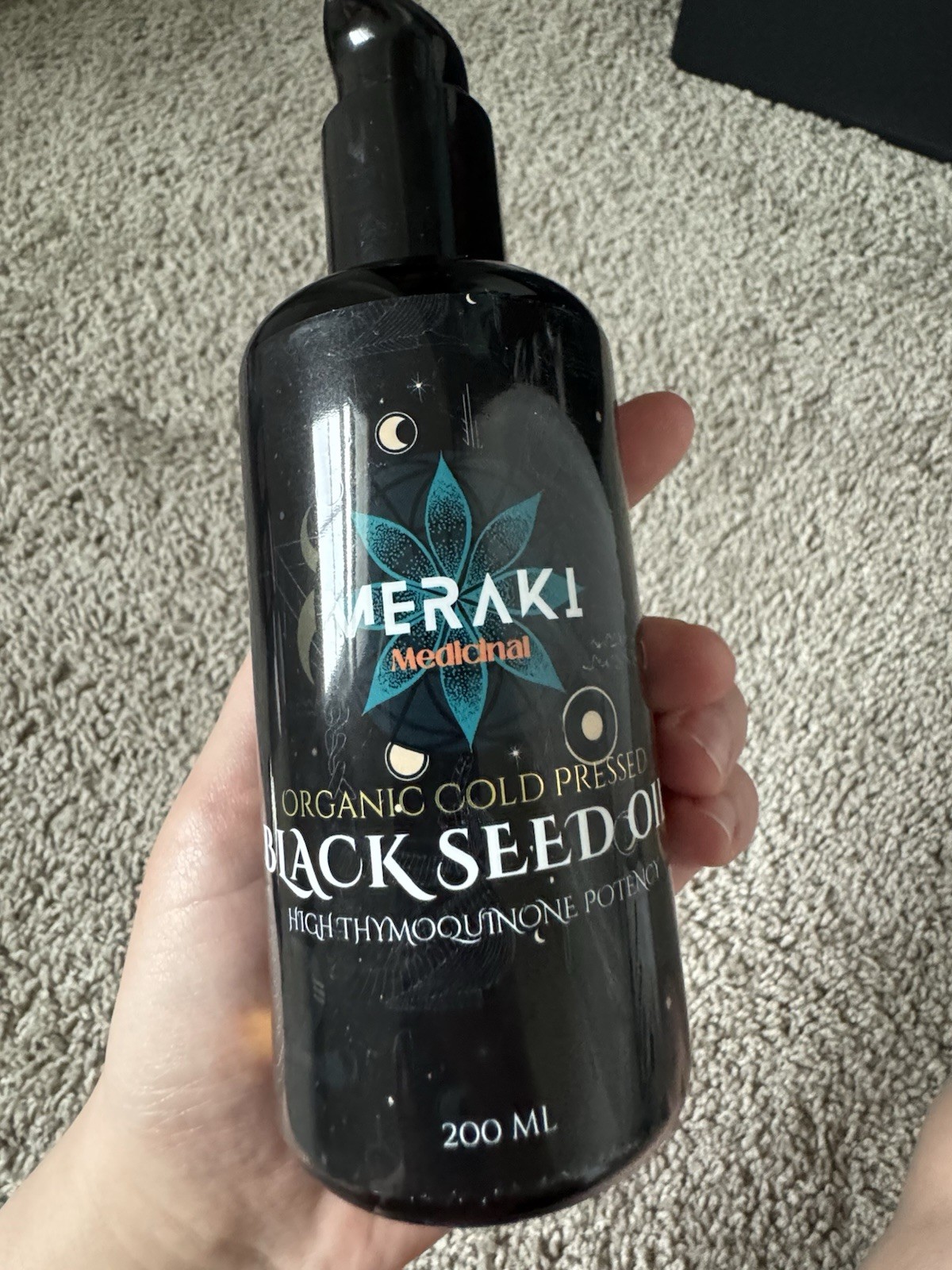 Meraki Medicinal Organic Cold-Pressed Black Seed Oil High Thymoquinone 200 ml
