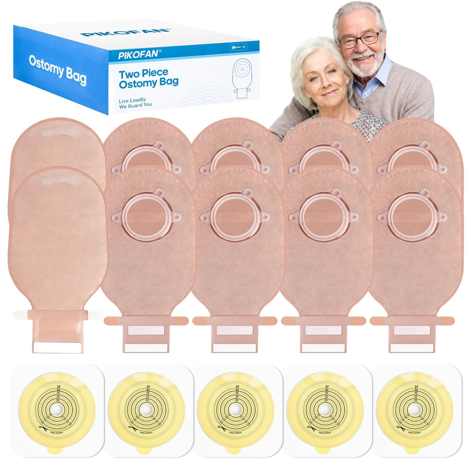 100 Count) 68 Colostomy Bags+32 Barriers, Two-Piece System with Hook and Loop…