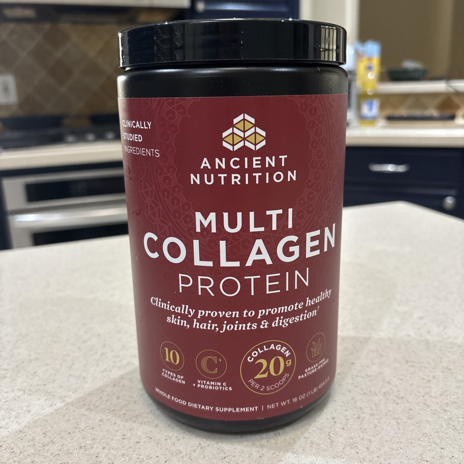 Ancient Nutrition Multi Collagen Protein Powder 16oz Grass Fed Skin Health