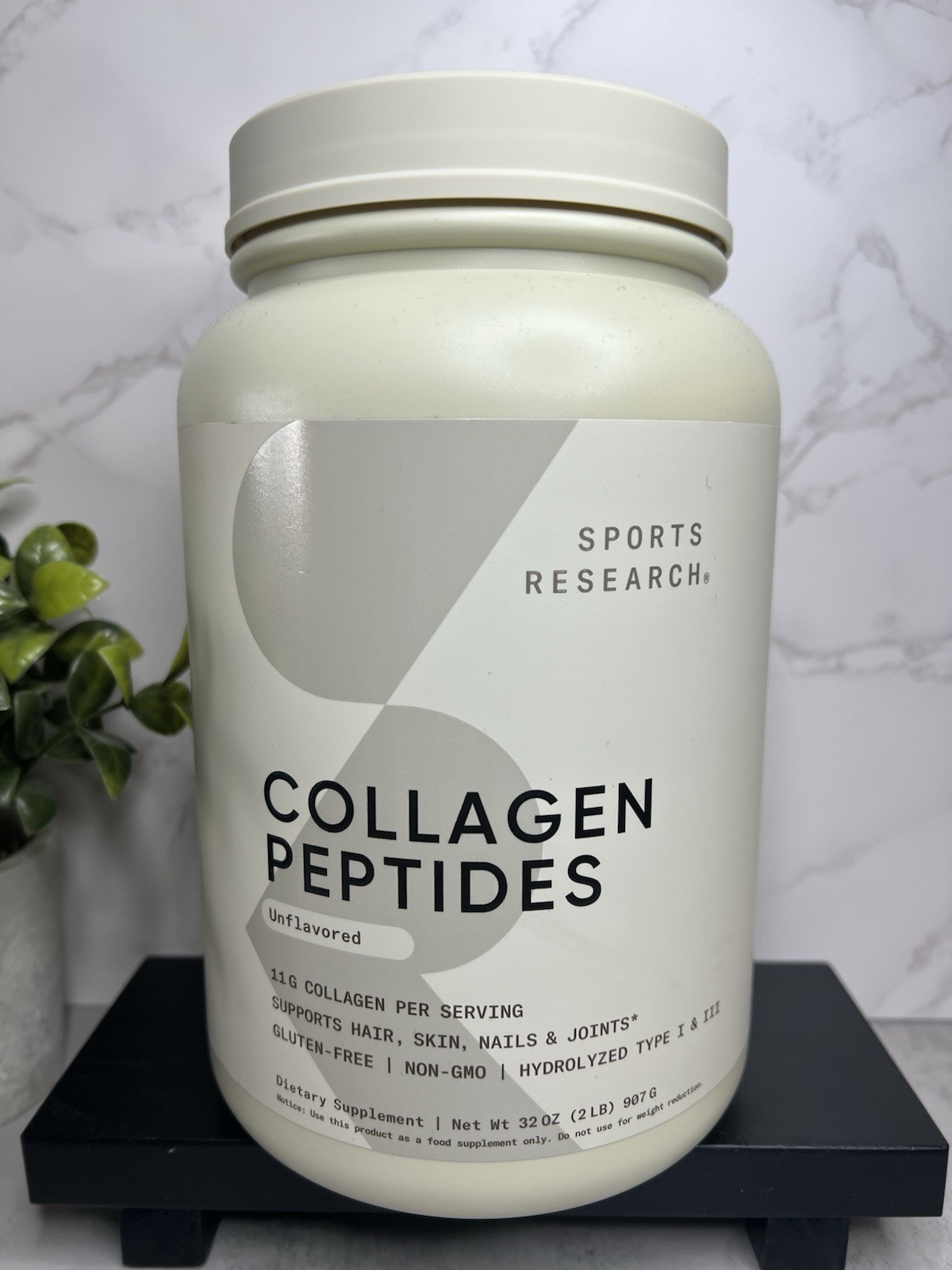 Sports Research Collagen Peptides Powder Unflavored 32oz Exp 02/2029