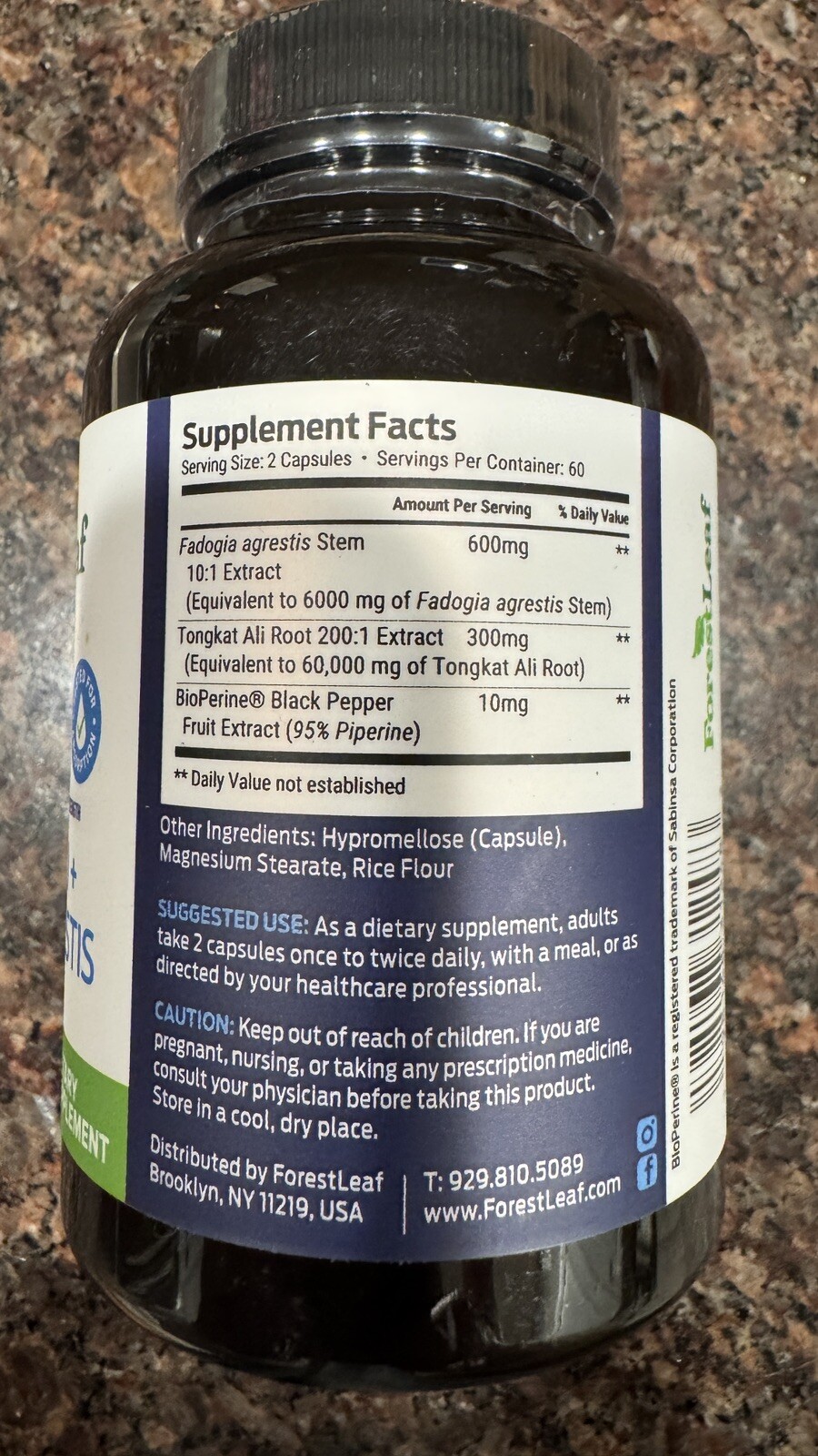 Fadogia Agrestis Extract 600mg Tongkat 300mg Supplement (120 Caps) Max Strength