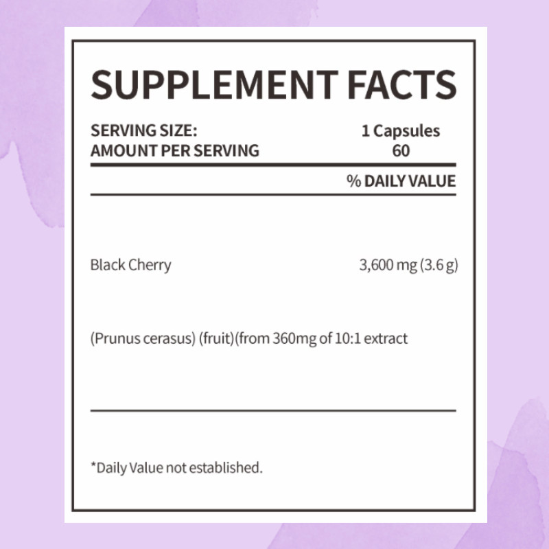 Black Cherry Extract 3600mg 60 Capsules Immune & Urinary Health