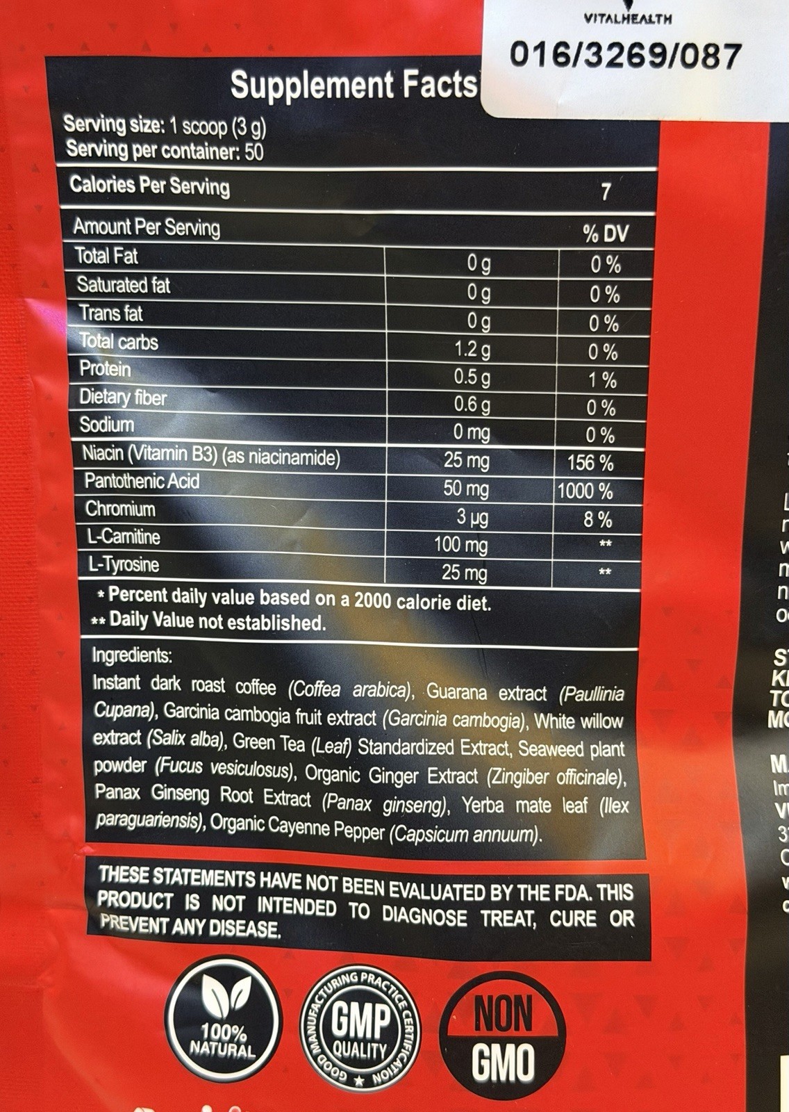 VitalHealth V ThermoKafe Gourmet Dark Roast Coffee Guarana L-Carnitine Exp 10/27