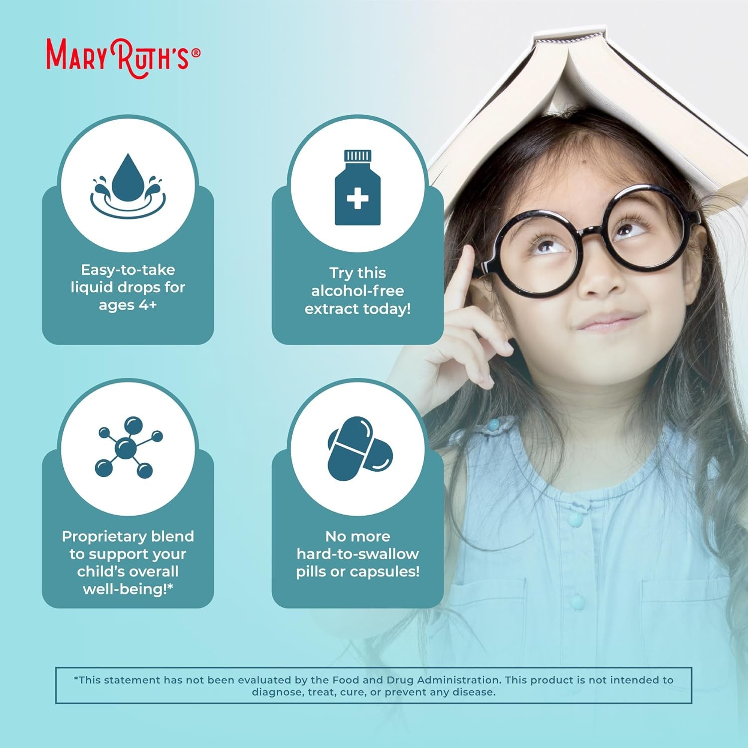 MARYRUTH’S Kids Focus & Attention Drops | USDA Organic Drops 30 Servings