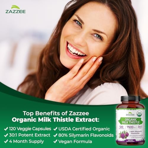 Zazzee Organic Milk Thistle 30:1 Extract 80% Silymarin