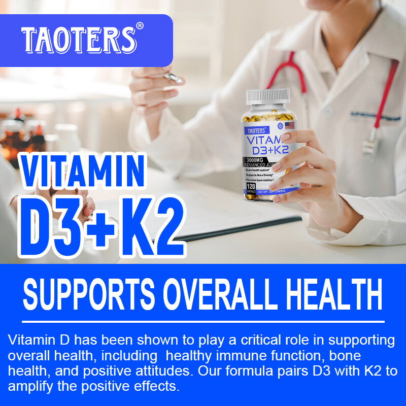 Vitamin D3 5000IU + K2 MK7 Calcium Absorption & Bone Health 120 Softgels