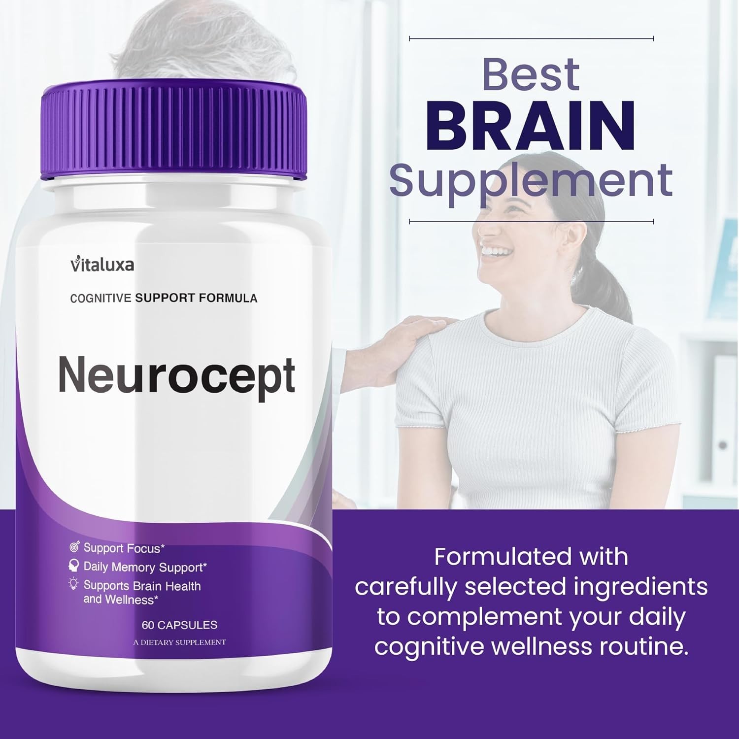 Neurocept Nootropic All Natural Formula Brain Supplement (60 Capsules)