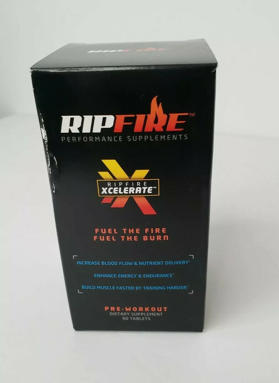 RipFire Xcelerate Pre-Workout Muscle Energy Burn Supplement NEW 90 Tablets L13