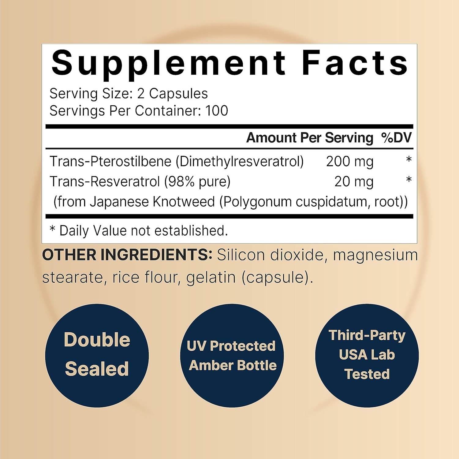 Pterostilbene with 98% Trans-Resveratrol, 200mg Per Serving, 200 Capsules |…