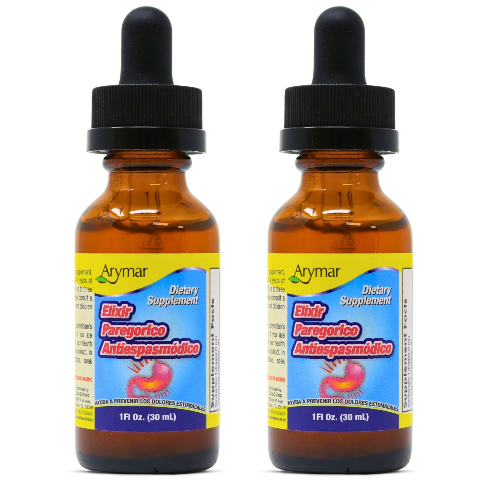 Arymar – Elixir Paregorico Antiespasmodico, Digestive Support, 1fl oz, 2-Pack