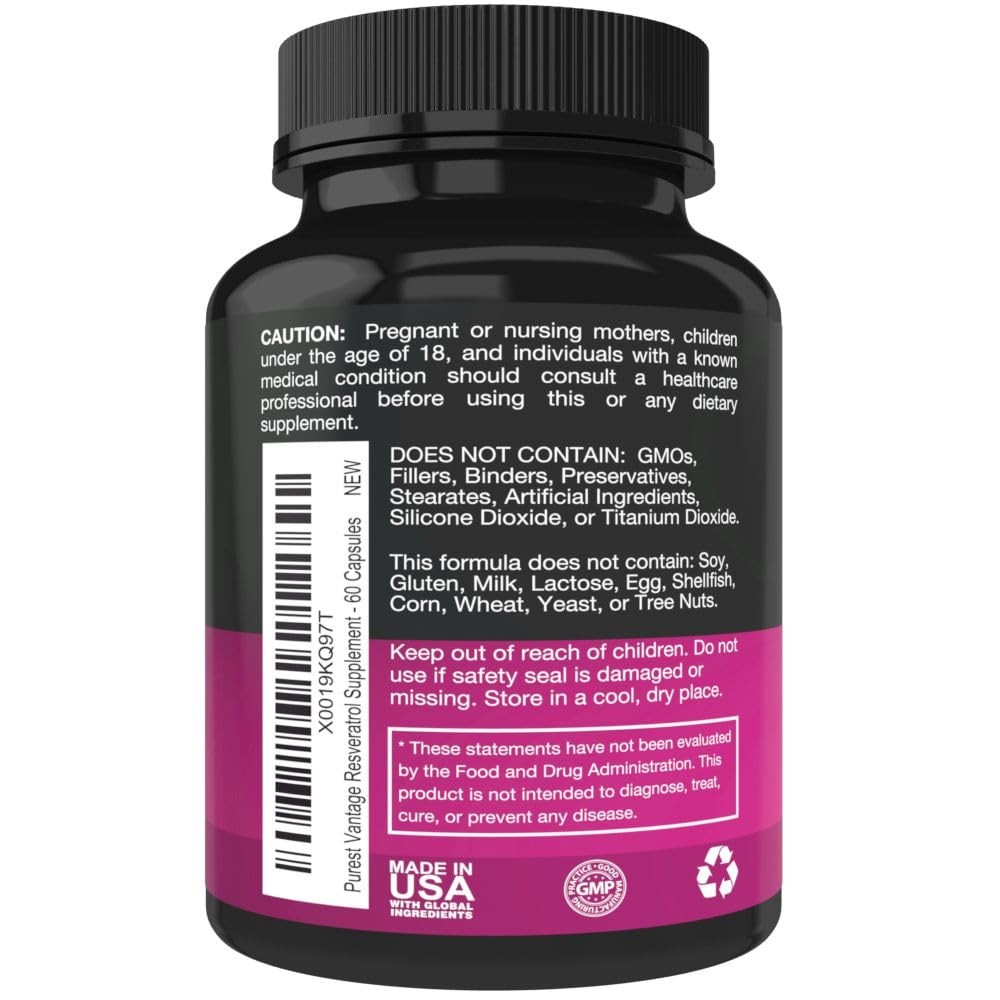 Resveratrol Supplement – Potent 1400mg Formula with 60 Count (Pack of 1)