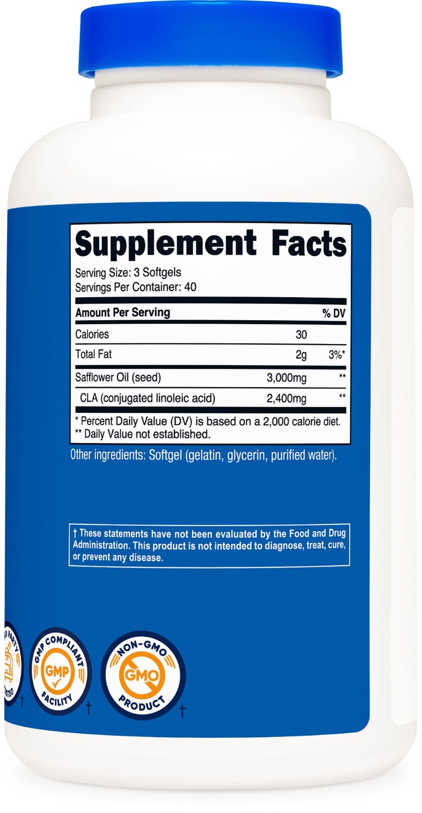 Nutricost CLA (Conjugated Linoleic Acid) 2,400mg, 120 Softgels, 40 Servings