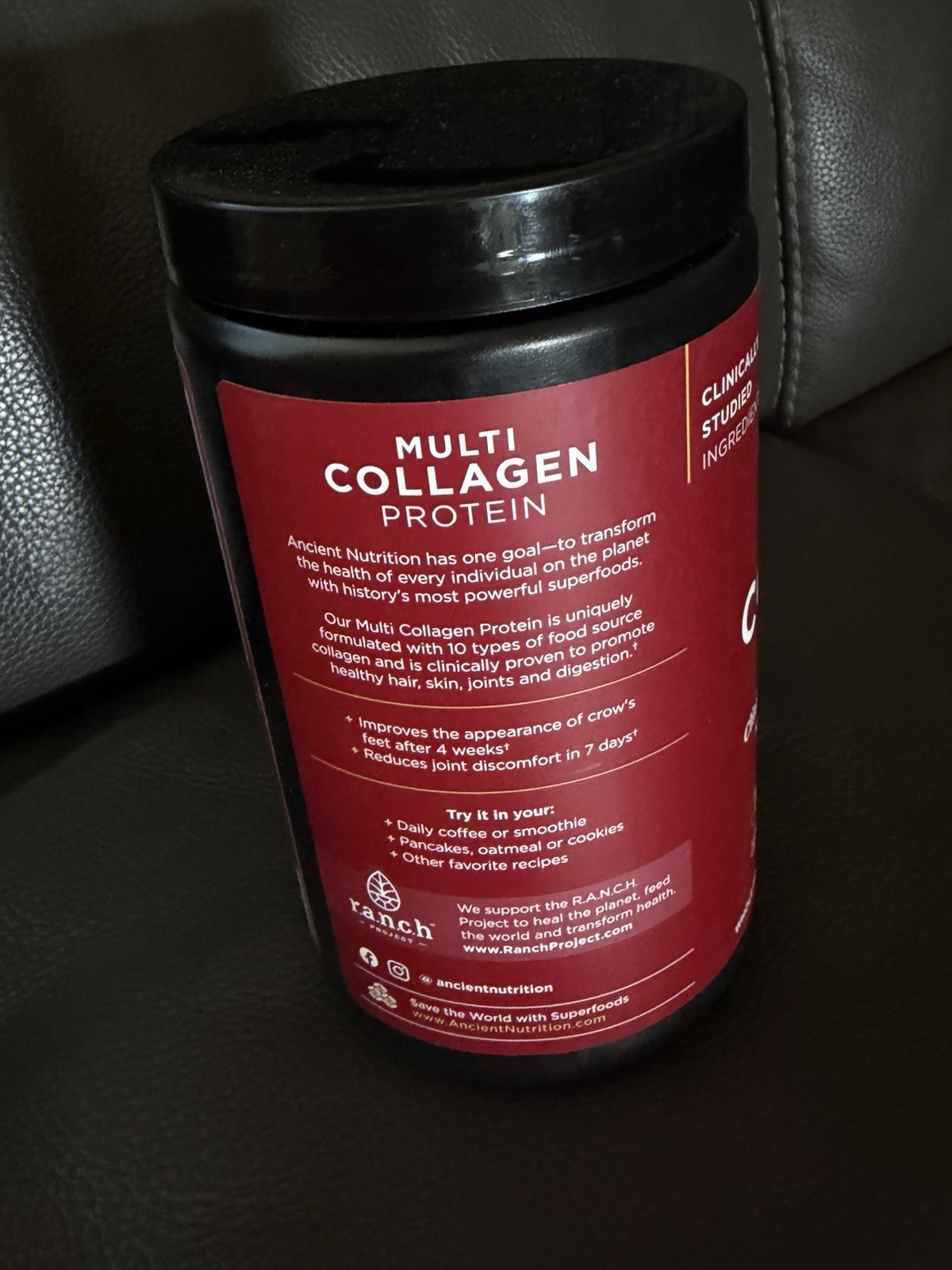Ancient Nutrition Multi Collagen Protein Vitamin C & Probiotics 8.6 oz Exp 01/29