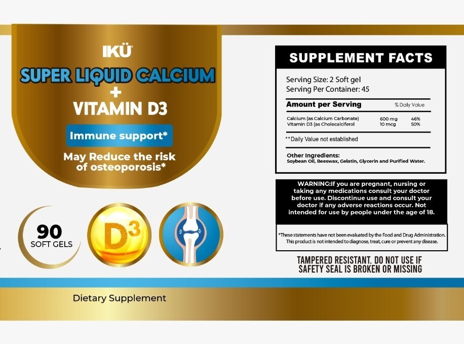 Calcium + Vitamin D3- Supports Bone & Teeth Health- (Two Pack)- 180 Soft gels