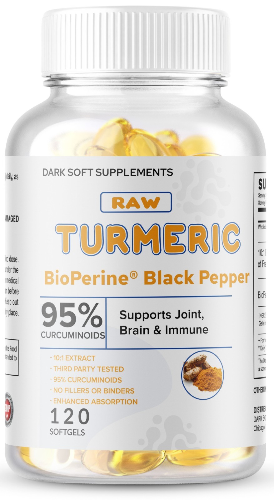 240 Soft TURMERIC 95% CURCUMIN 10,000mg EXTRACT TUMERIC BLACK PEPPER ANTIOXIDANT