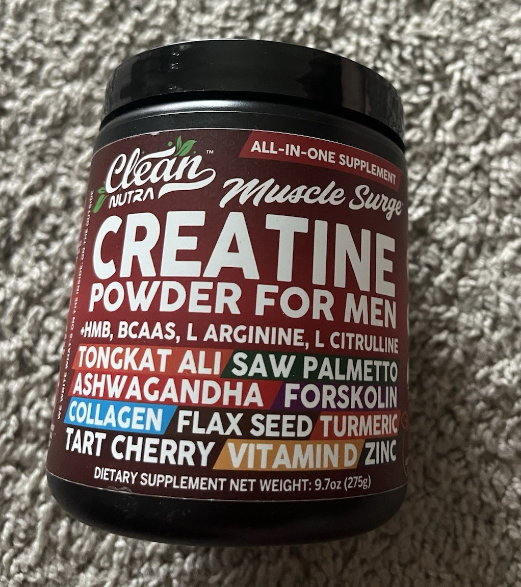 Clean Nutra Muscle Surge Creatine Powder for Men HMB BCAAs Arginine 9.7 oz