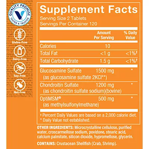 Triple Strength Glucosamine Chondroitin w/ MSM Joint Support 1,500-MG 240-Tablet