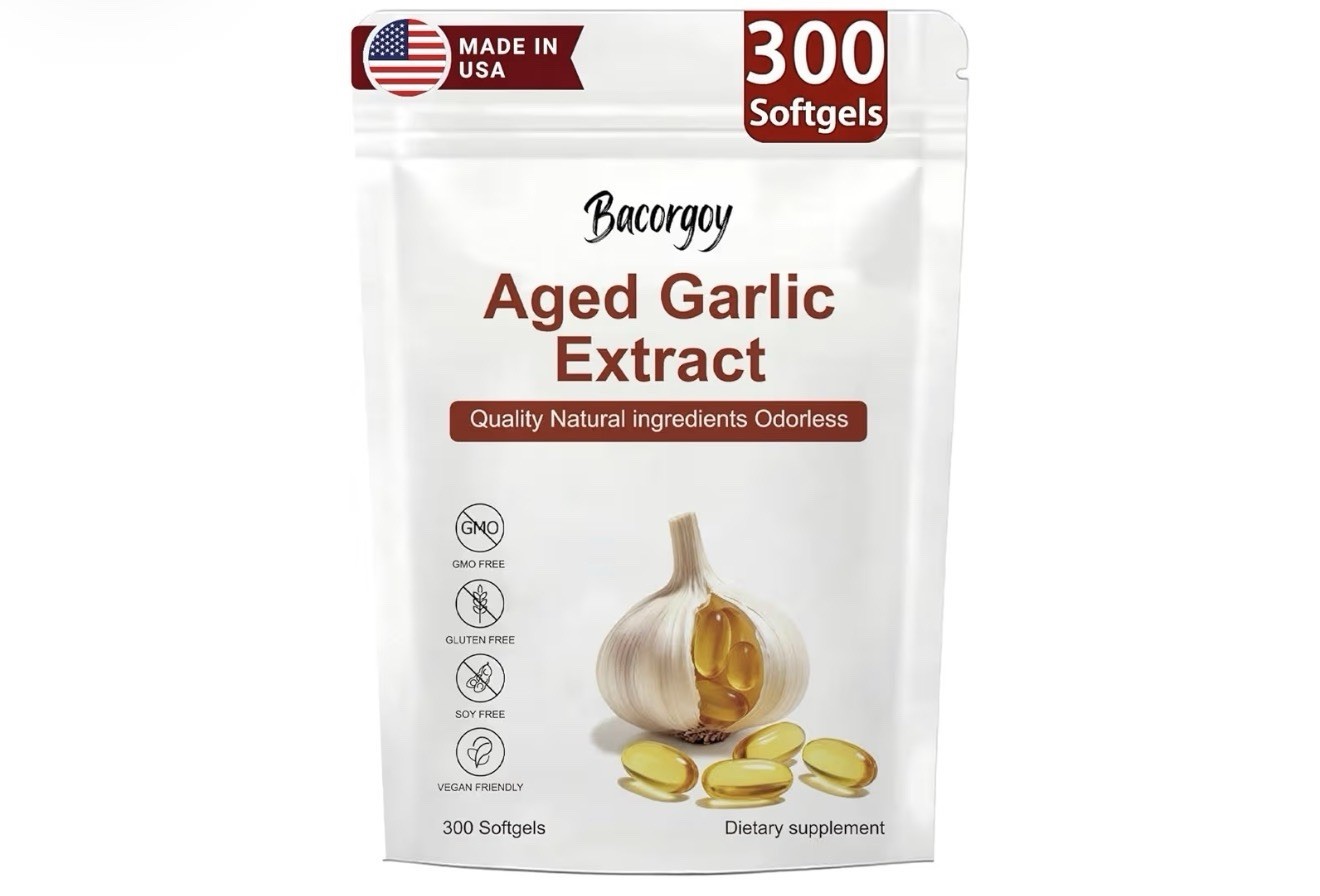 Bacorgoy Odorless Aged Garlic Extract 500mg Softgels 300ct Gluten-Free
