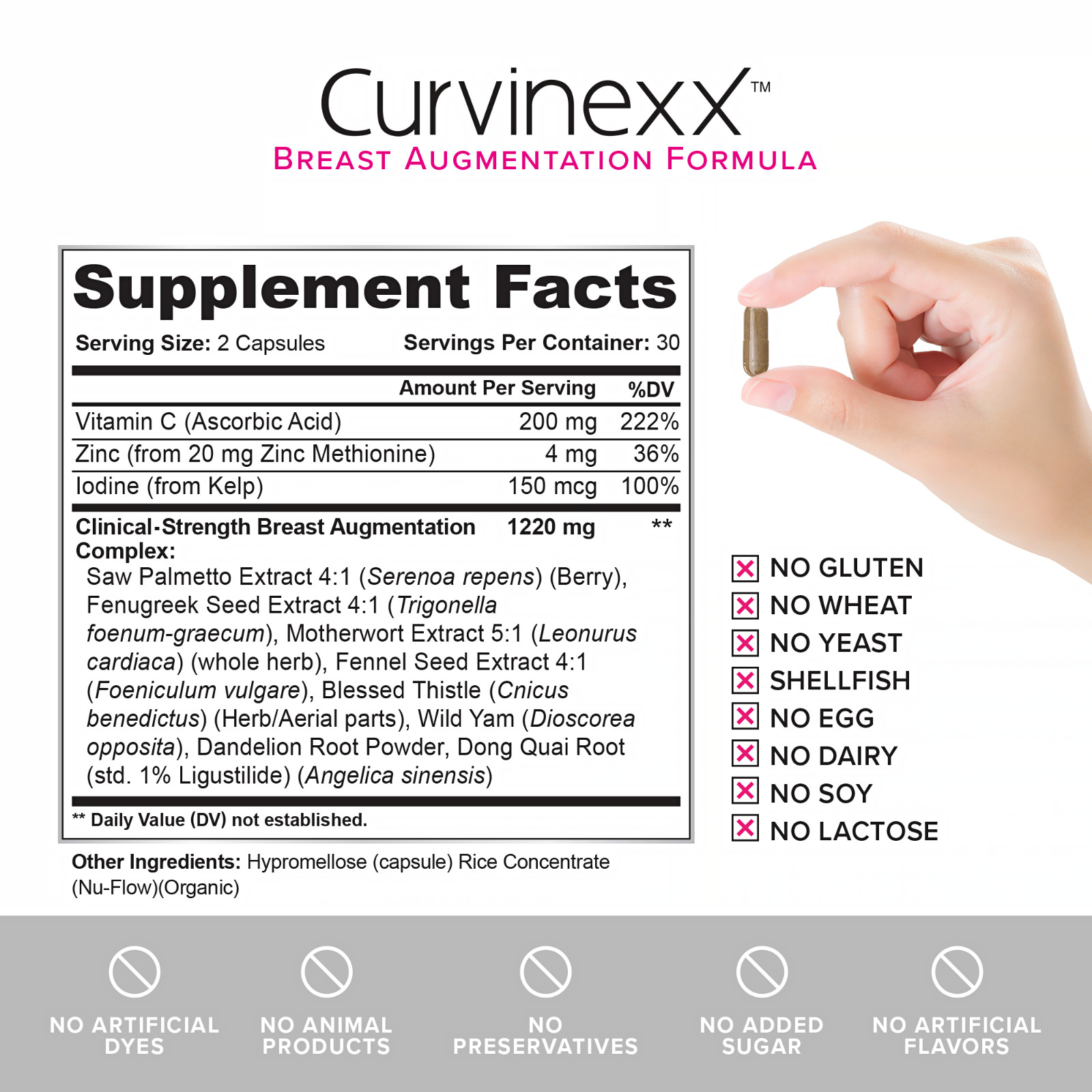 Curvinexx Breast Enhancement & Growth Formula, Natural, Safe & Effective 60 caps