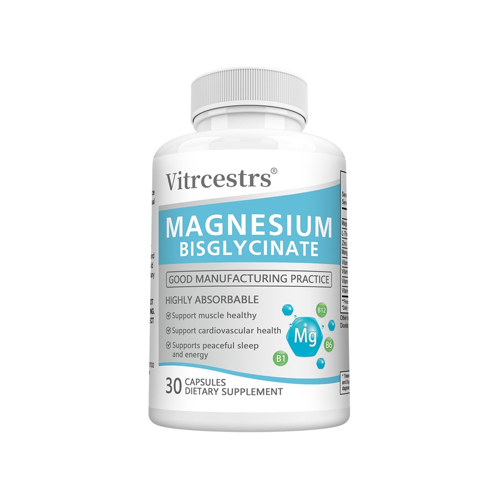 450mg Magnesium Bisglycinate with L-Theanine for Muscle&Heart Wellness 30~120Cap