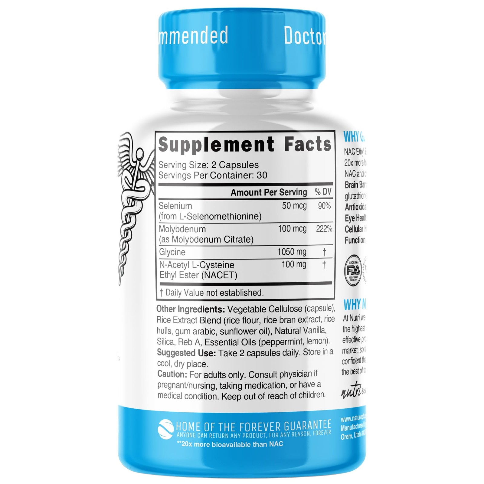 GlyNAC-ET NAC Supplement N-Acetyl Cysteine Ethyl Ester – 60 Count (Pack of 1)
