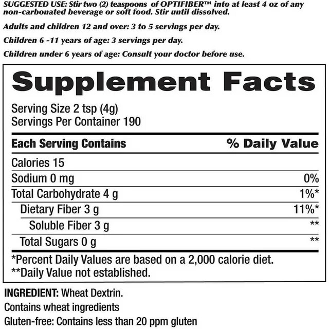 Kirkland OPTIFIBER 190 Ct Unflavored Sugar Free Natural Fiber Supplement Dietary