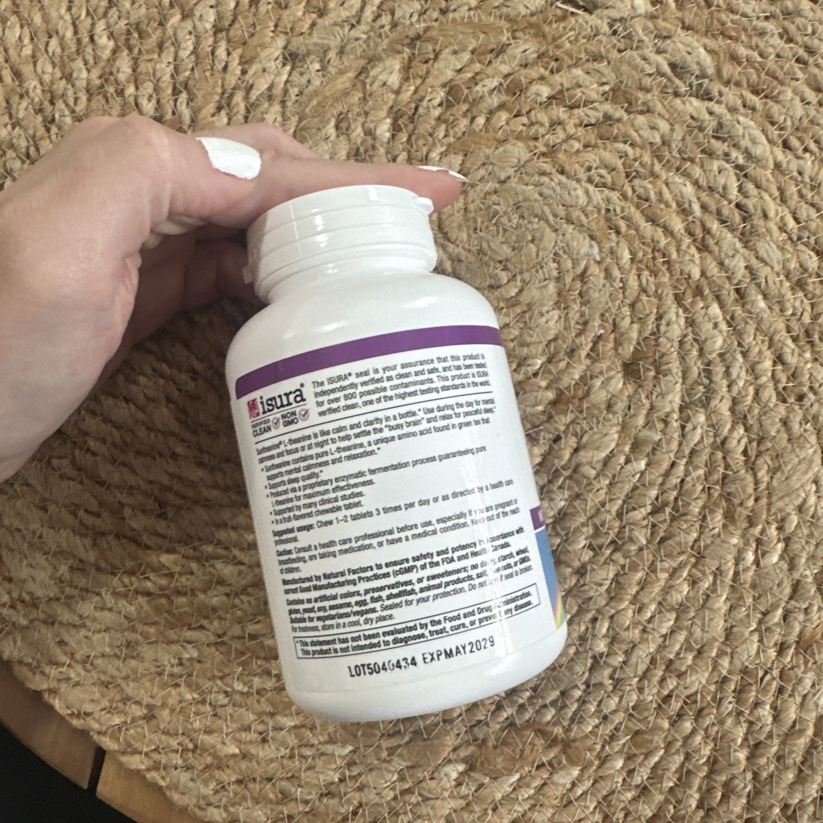 Natural Factors Stress-Relax Suntheanine L-Theanine 100 mg 60 Chewable Tabs