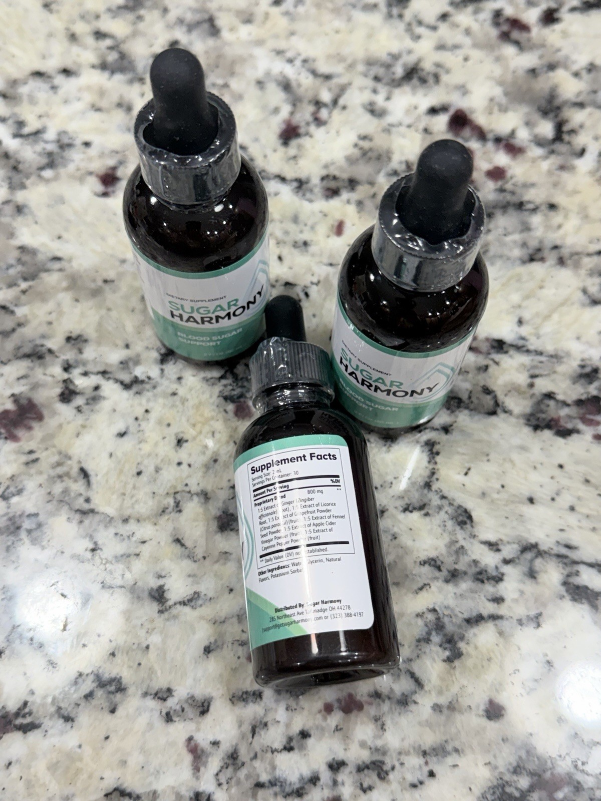 3PK Sugar Harmony Blood Sugar Support Drops Alcohol Free Keto Unflavored EX 4/28
