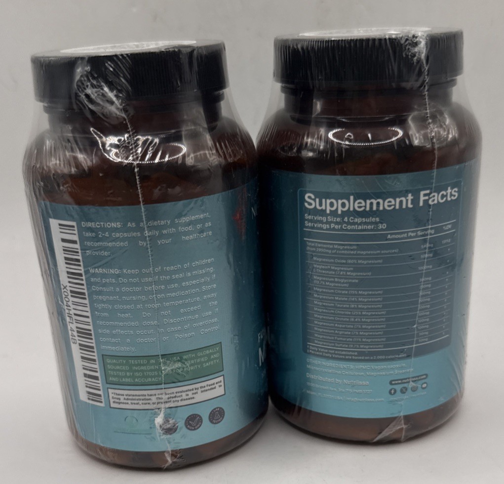 Lot Of 2 Nutriissa Full Spectrum 12 In 1 Magnesium 120 Capsules Exp 11/1/28.