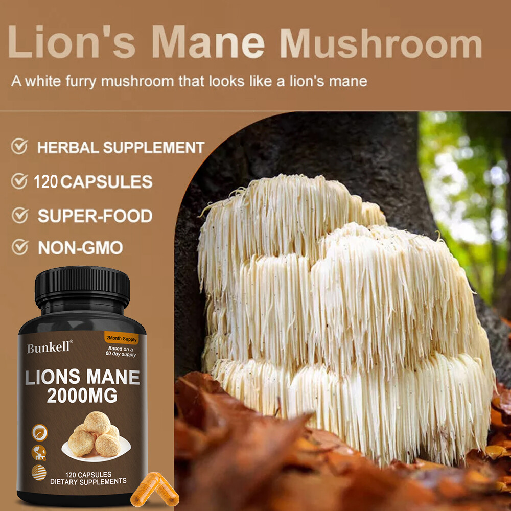 Organic Lion’s Mane Mushroom 2000mg – Cognitive, Memory, Stress, Mood Support