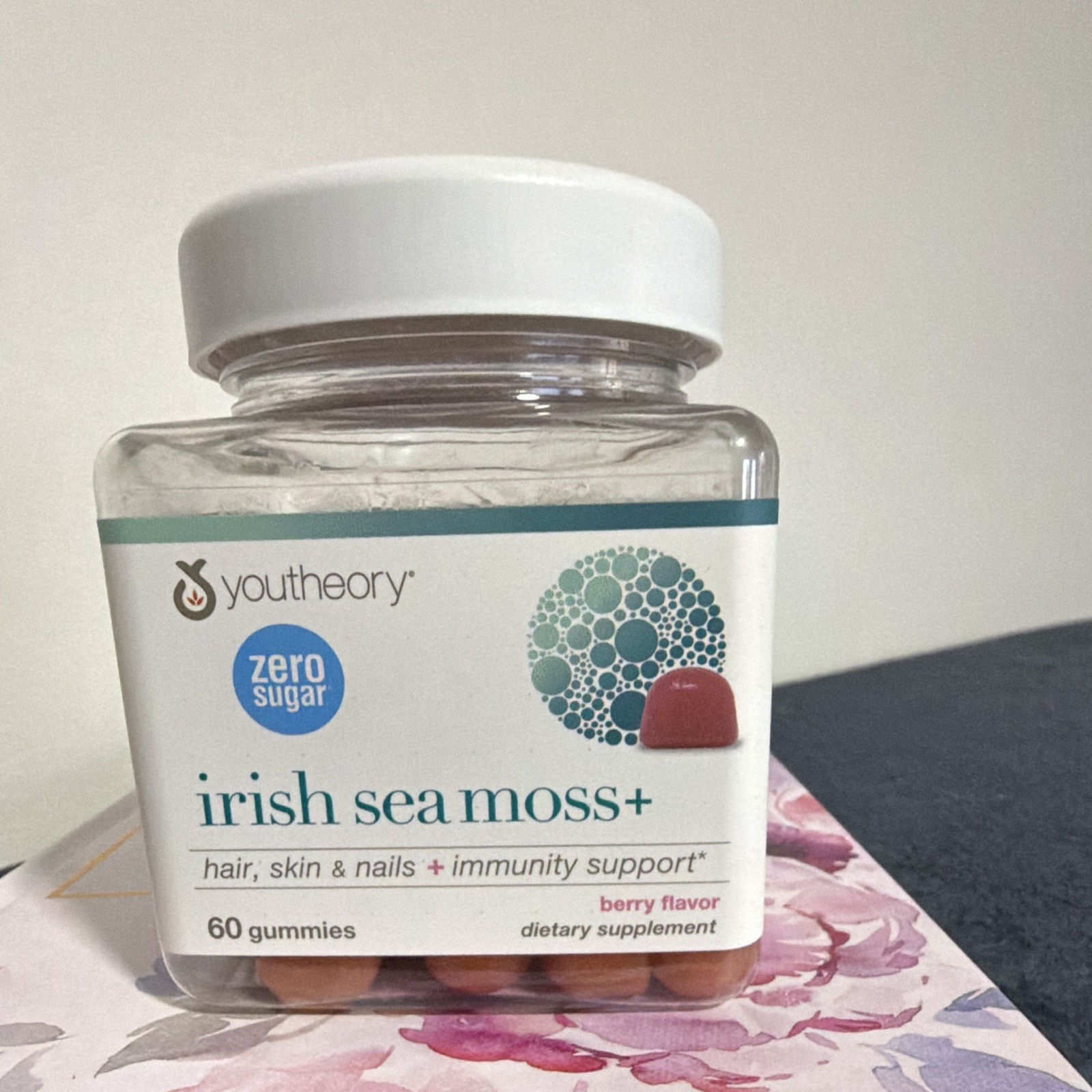 Youtheory Irish Sea Moss+ Gummies 60ct Sugar-Free Berry Exp 07/2027