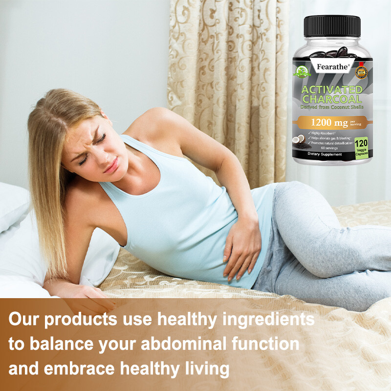 Activated Charcoal Capsules 1200mg Derived from Coconut Shells Highly Absorbent