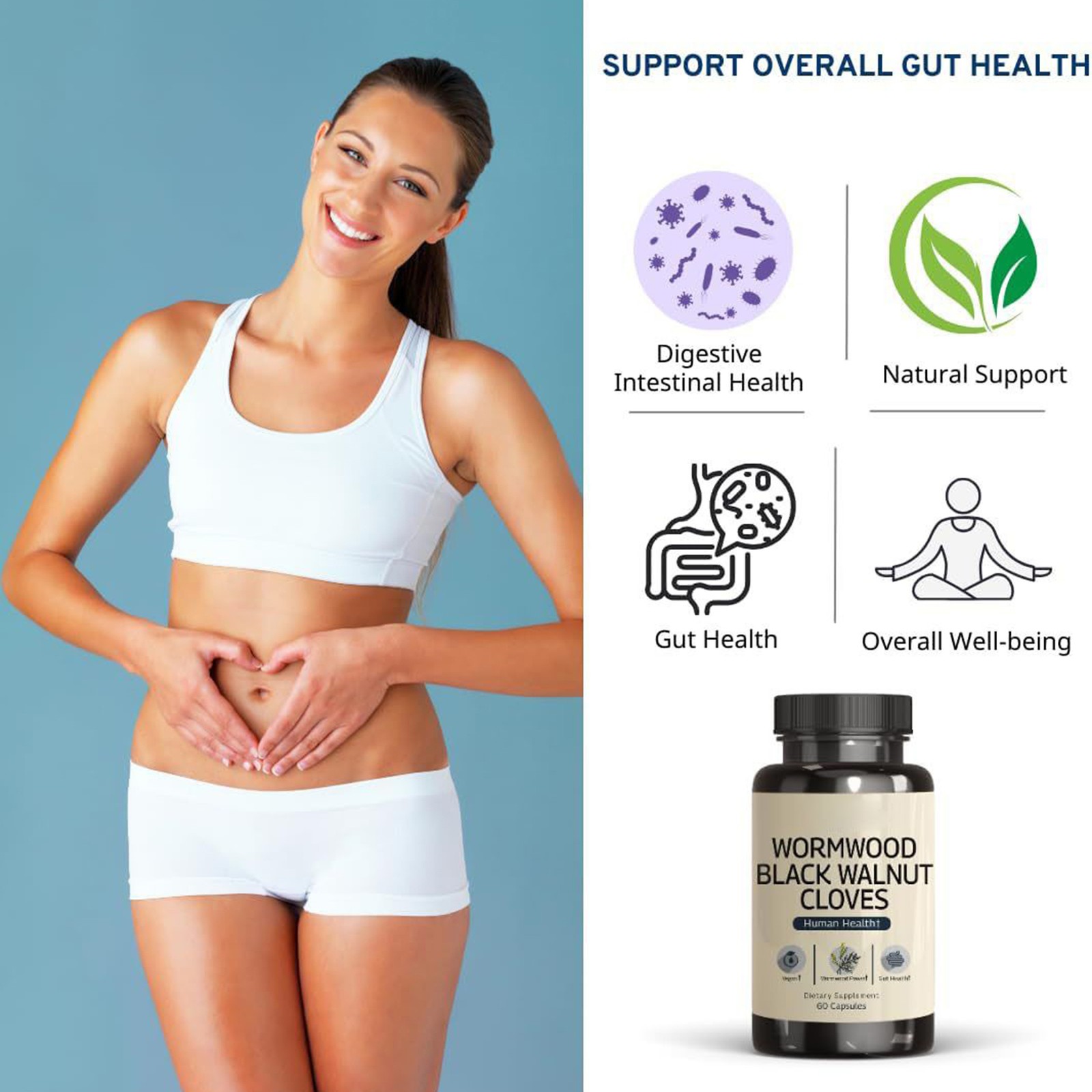 Wormwood Black Walnut & Clove Detox Cleanse Suitable For Humans Bowel Guard La P