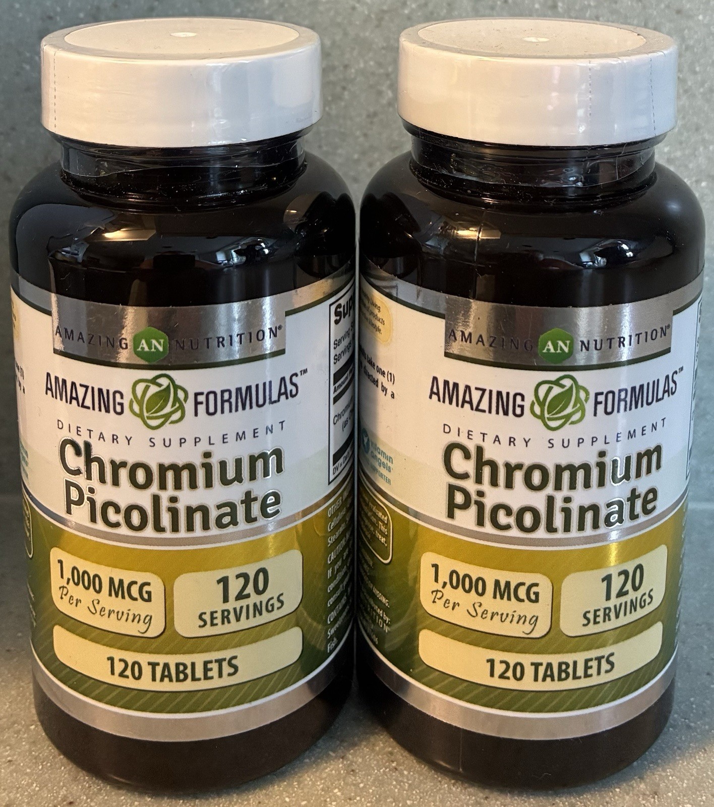 2 Bottles Of Chromium Picolinate. 1000 Mcg Per Serving, 120 Servings Per Bottle.