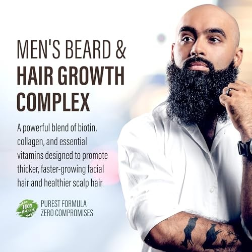Men’s Beard Growth Supplement – Biotin, Collagen, Keratin 60 Tablets