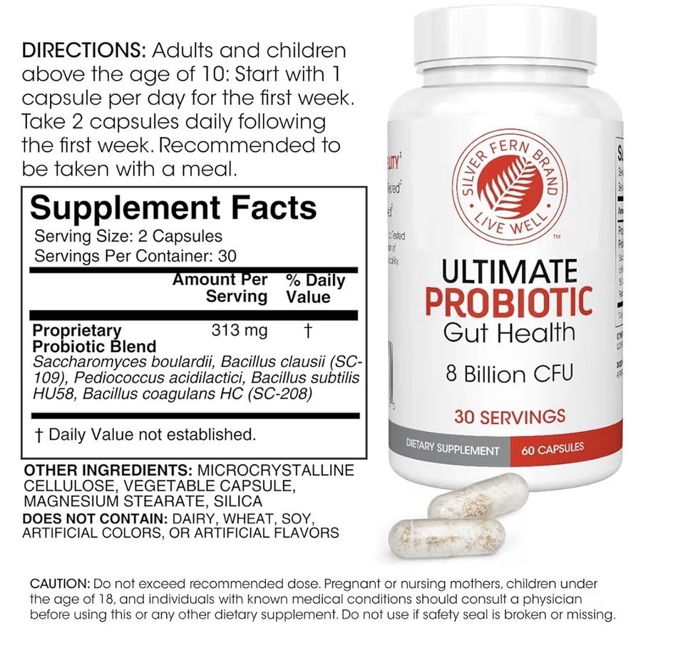 Silver Fern Brand Ultimate Probiotic Probiotics Women Men 8 Billion CFU 2 Pack