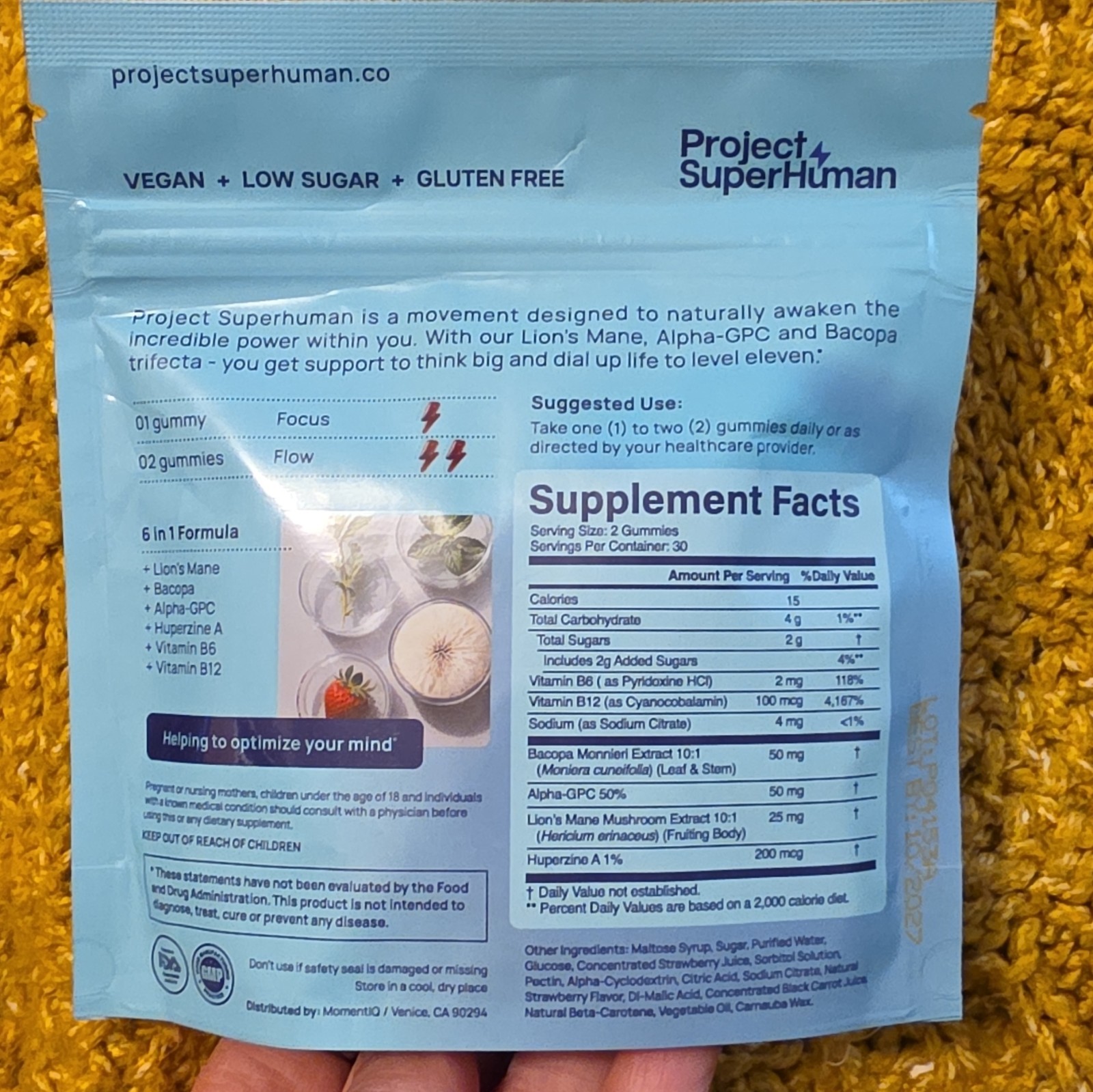 Project SuperHuman MindFlex Brain Optimization Gummies Strawberry 60 Ct Vegan