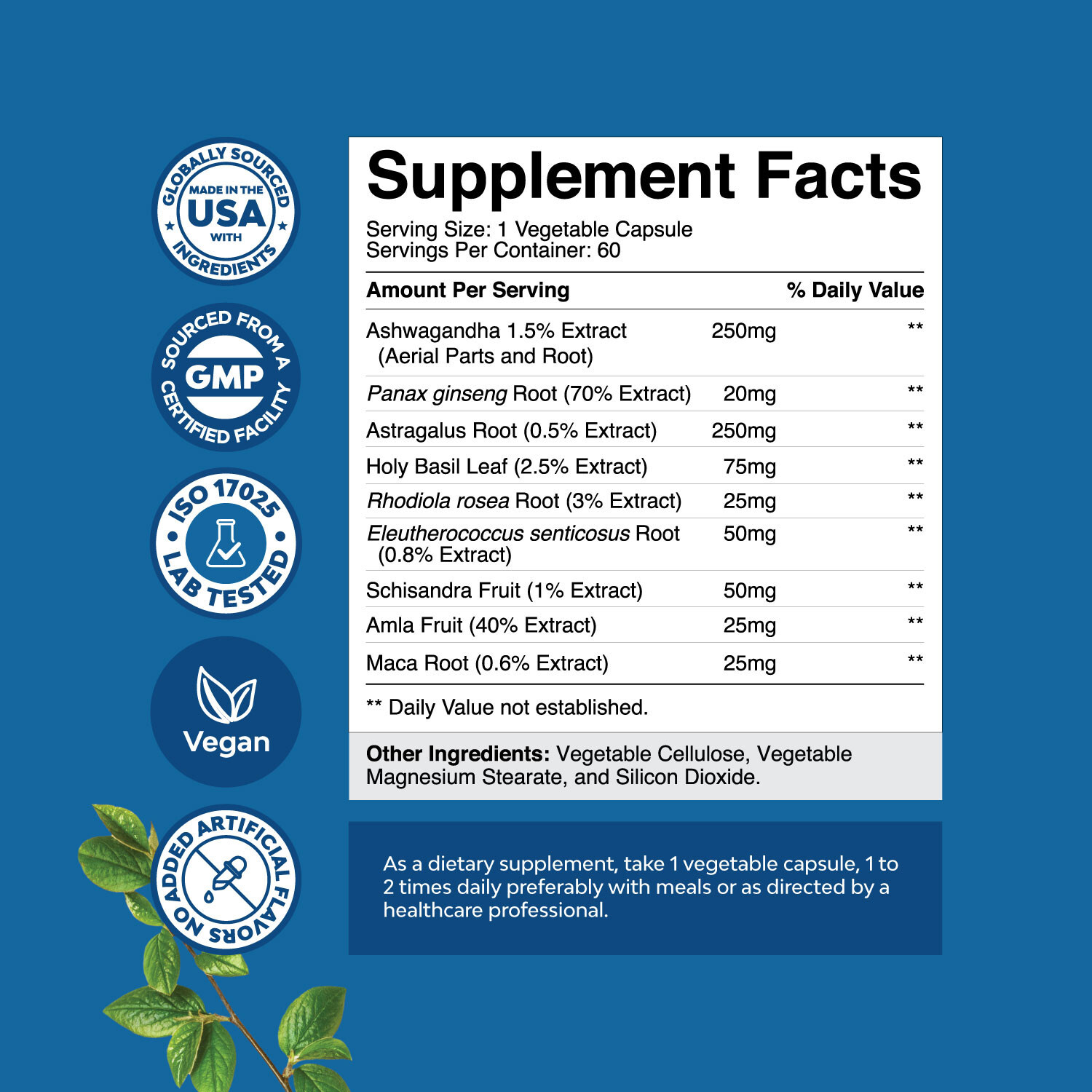 Herbal Adaptogen Mood Support Supplement – Calming Adaptogens Supplement 60ct