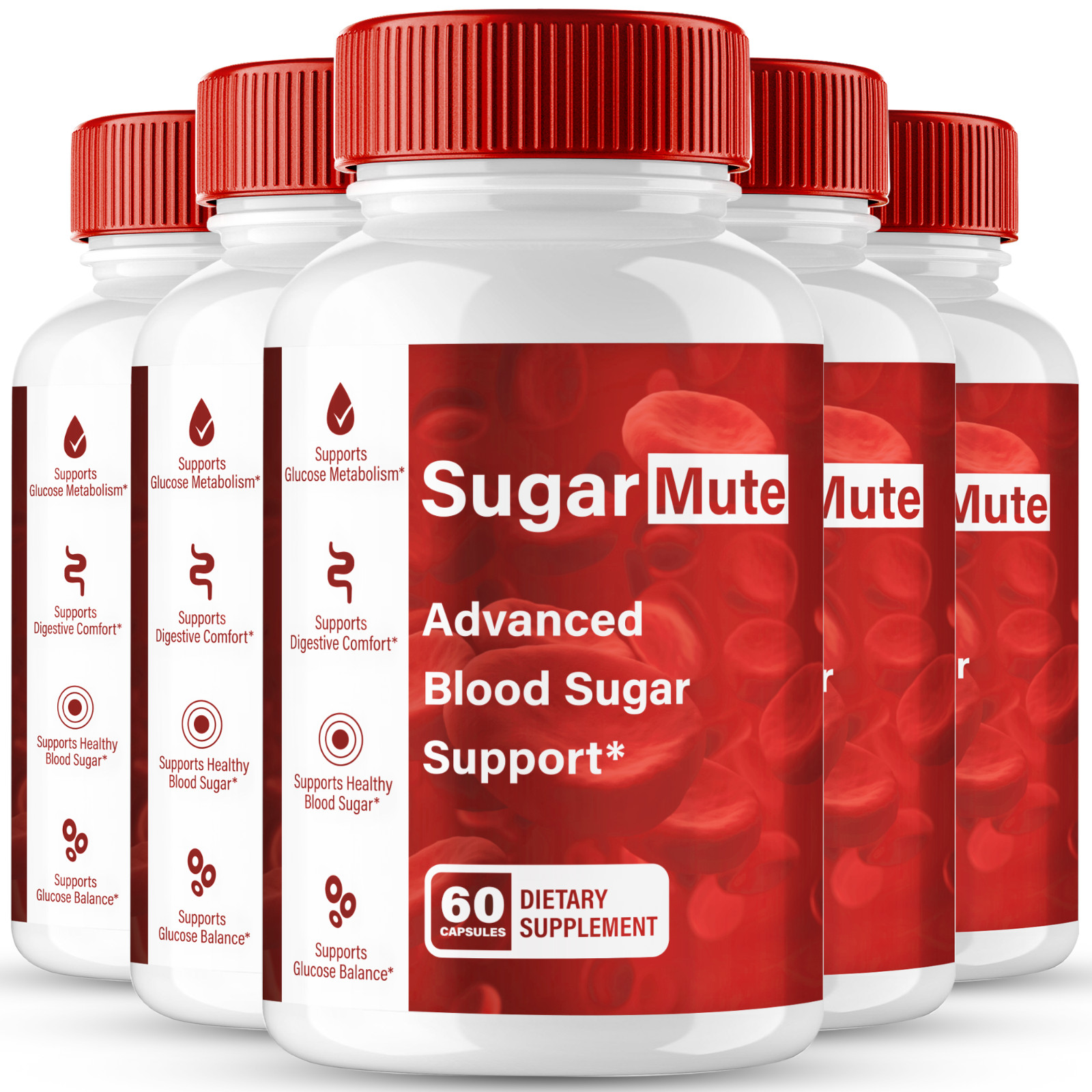 Sugar Mute Capsules, Official Blood Support Supplement Pills (5 Pack)