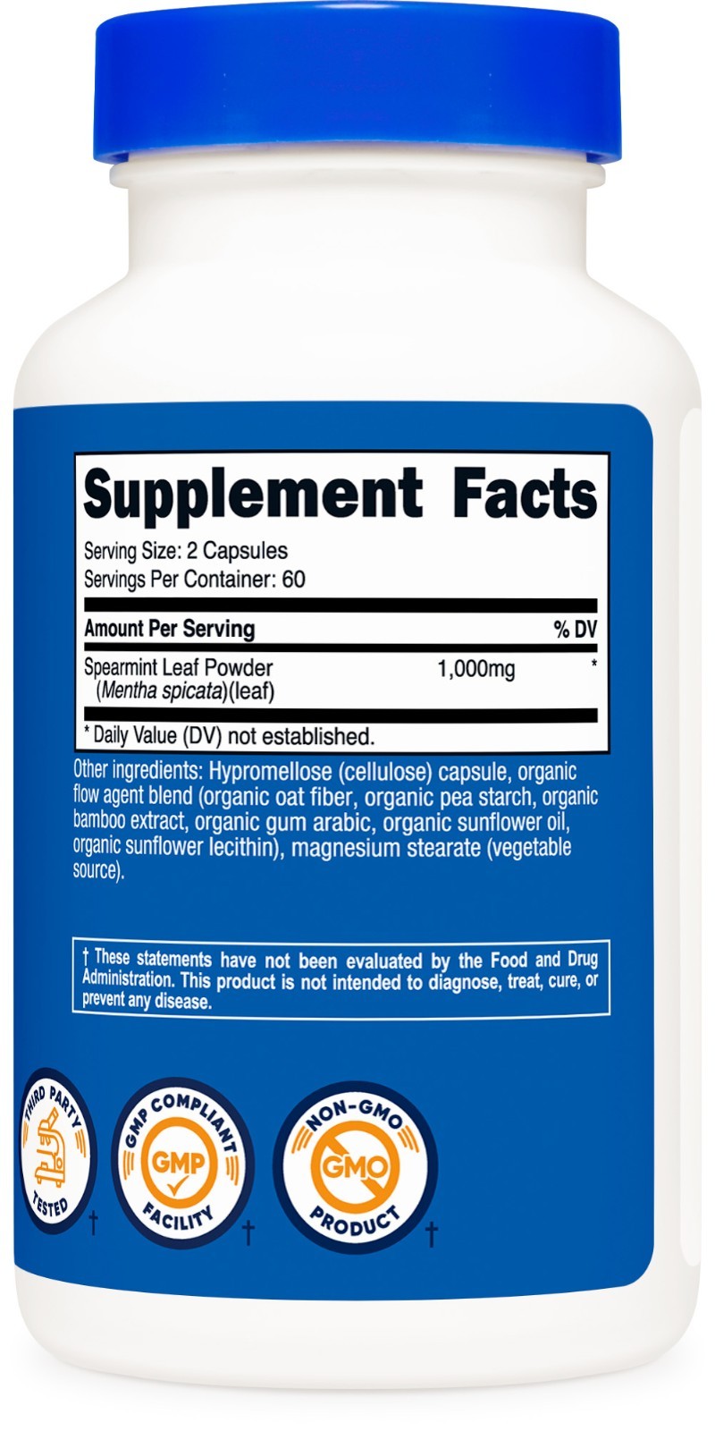 Nutricost Spearmint Leaf (1000mg) 120 Capsules – Spearmint Supplement, GMO-Free
