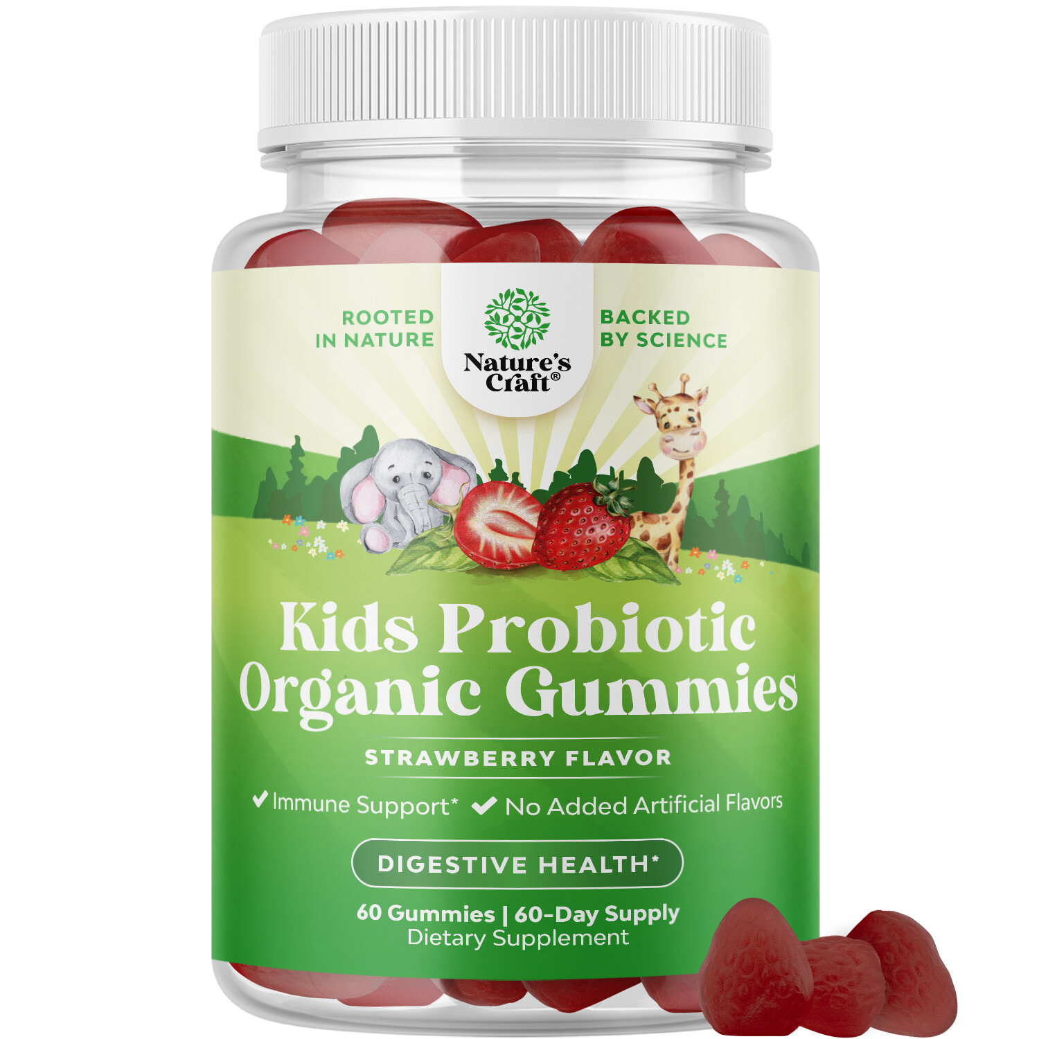 USDA Organic Probiotic Gummies for Kids Vegan Non-GMO Vitamin for Immunity 60ct