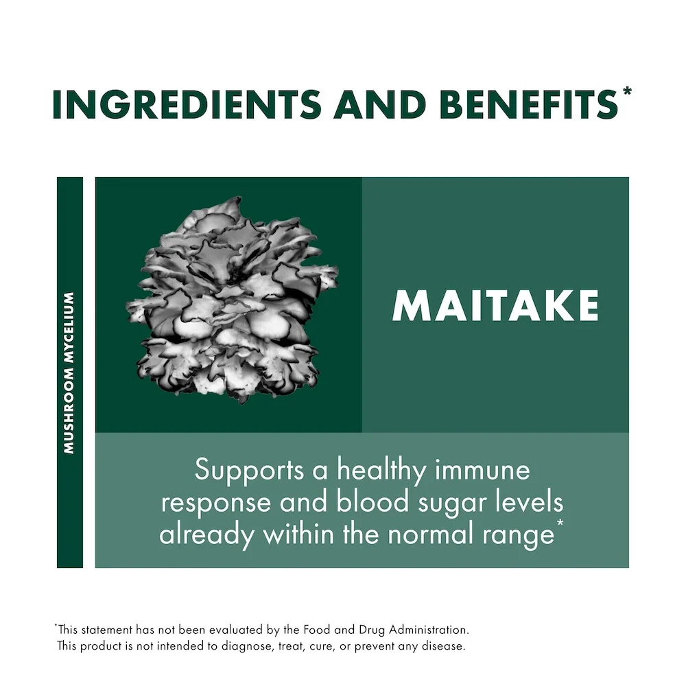 Host Defense Maitake Extract 2 Oz Organic Blood Sugar Support* Fungi Perfecti