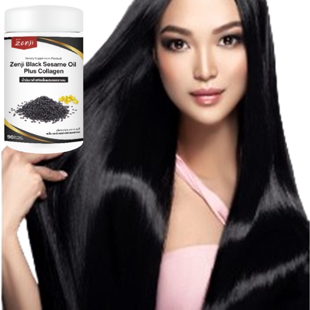 6X Zenji Black Sesame Oil Plus Collagen Tripeptide 500 mg Dietary Supplement 90